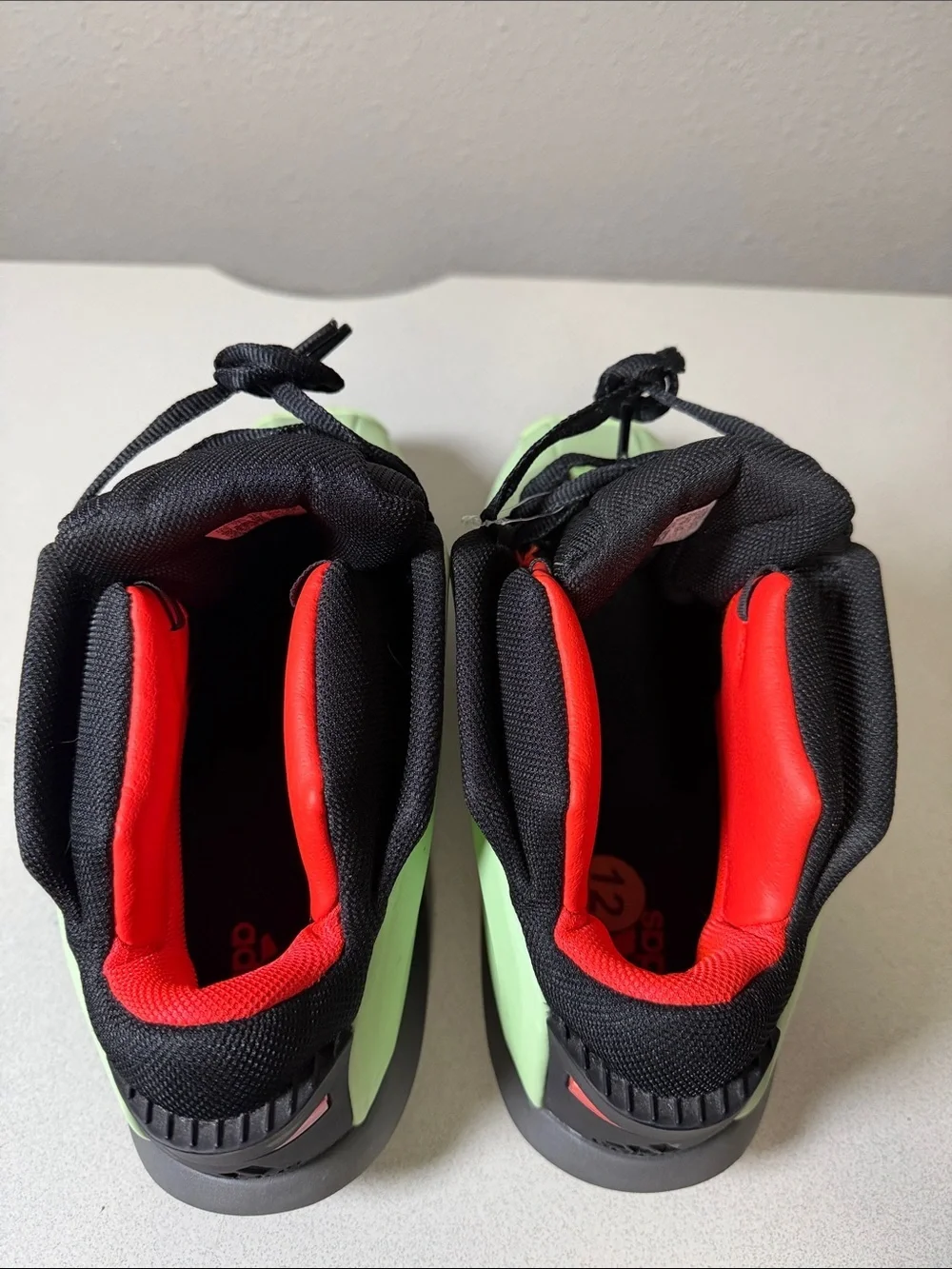adidas Men's Sneakers Black and Neon Green with Red Accents